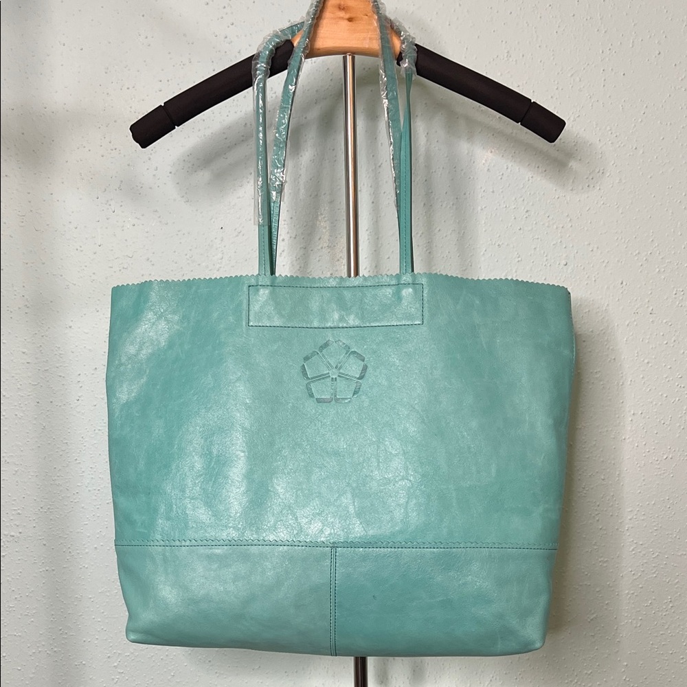 NWT Banana Republic Trina Turk Leather Teal Tote Bag